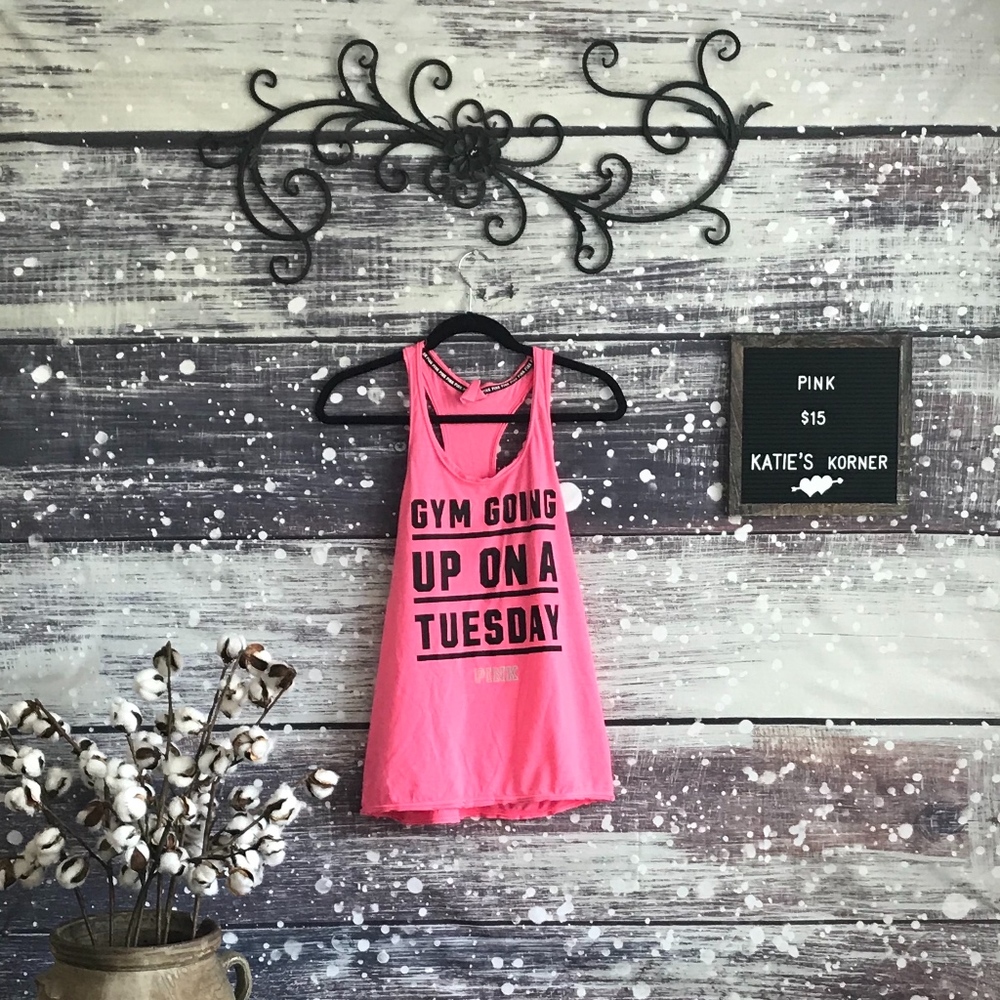 3/$30 Neon Pink "Pink" Razorback Tank Top